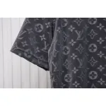 Louis Vuitton LV 25ss counter same style terry fleece round neck short-sleeved T-shirt Grey