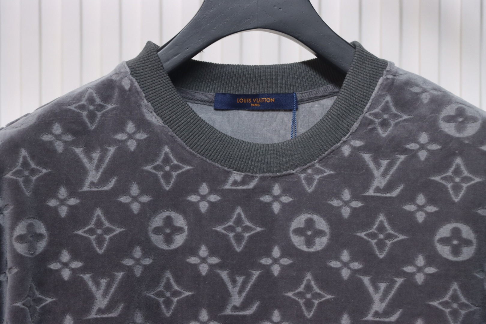 Louis Vuitton LV 25ss counter same style terry fleece round neck short-sleeved T-shirt Grey
