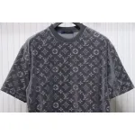 Louis Vuitton LV 25ss counter same style terry fleece round neck short-sleeved T-shirt Grey