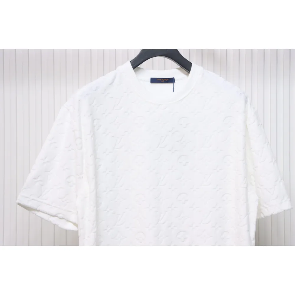 Louis Vuitton LV 25ss counter same style terry fleece round neck short-sleeved T-shirt White
