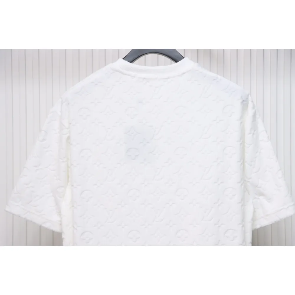 Louis Vuitton LV 25ss counter same style terry fleece round neck short-sleeved T-shirt White