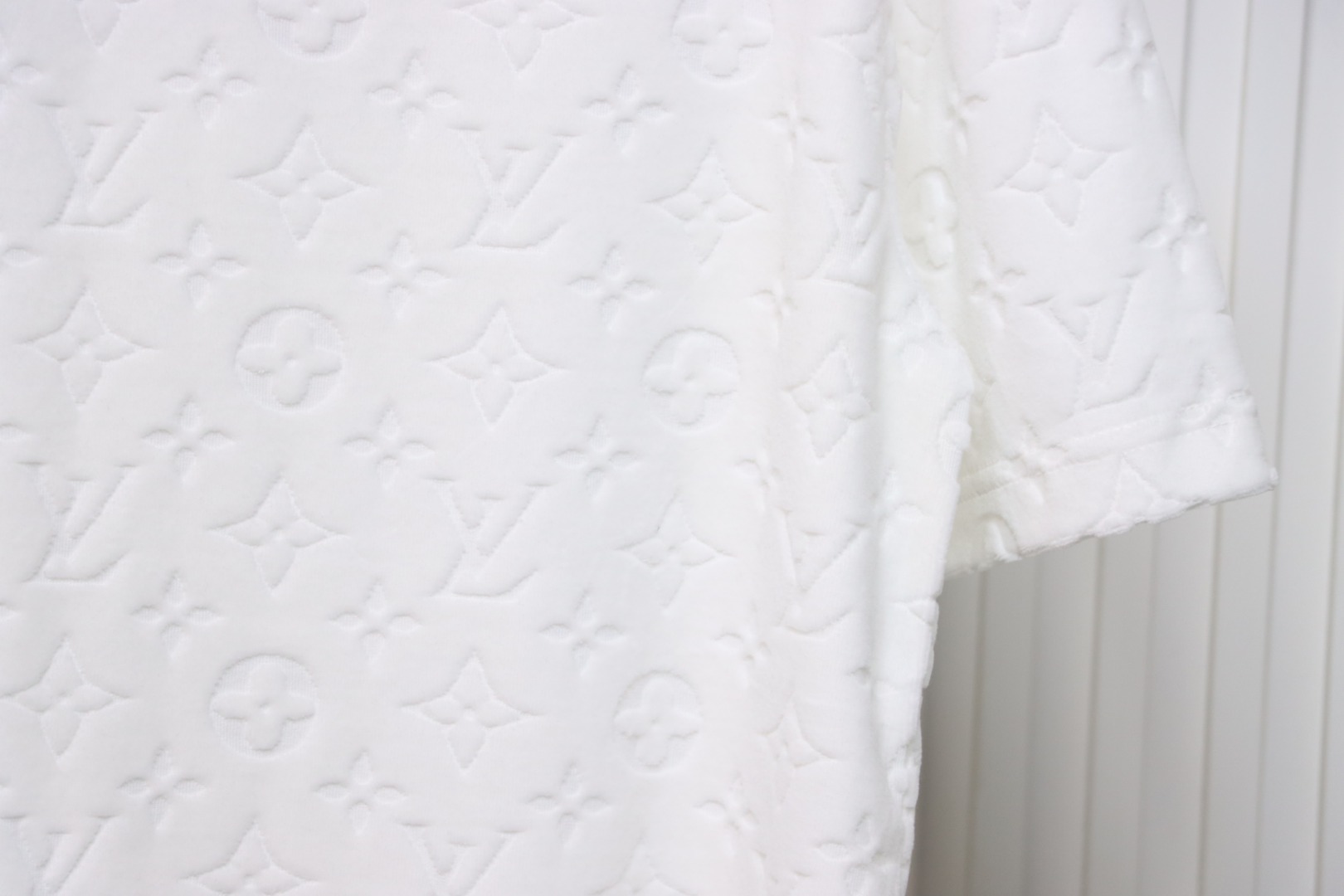 Louis Vuitton LV 25ss counter same style terry fleece round neck short-sleeved T-shirt White