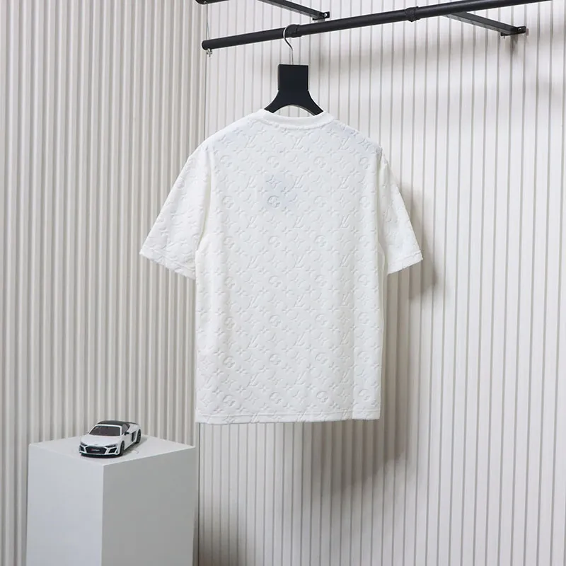Louis Vuitton LV 25ss counter same style terry fleece round neck short-sleeved T-shirt White