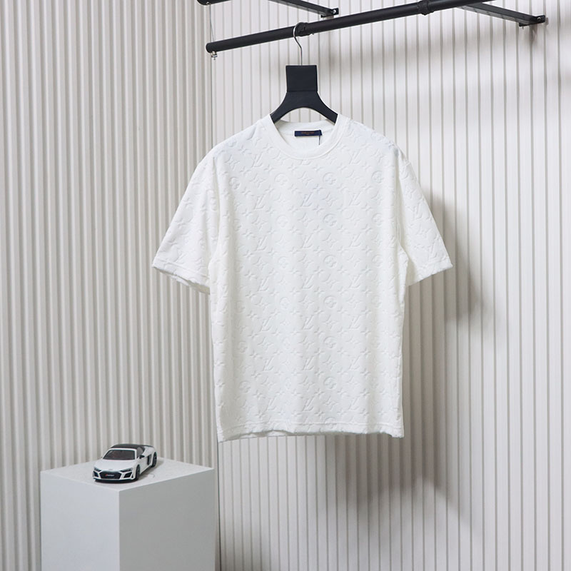 Louis Vuitton LV 25ss counter same style terry fleece round neck short-sleeved T-shirt White