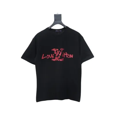 Louis Vuitton LV 25SS damaged letter short-sleeved T-shirt black 01
