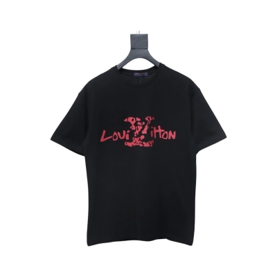 Louis Vuitton LV 25SS damaged letter short-sleeved T-shirt black 01