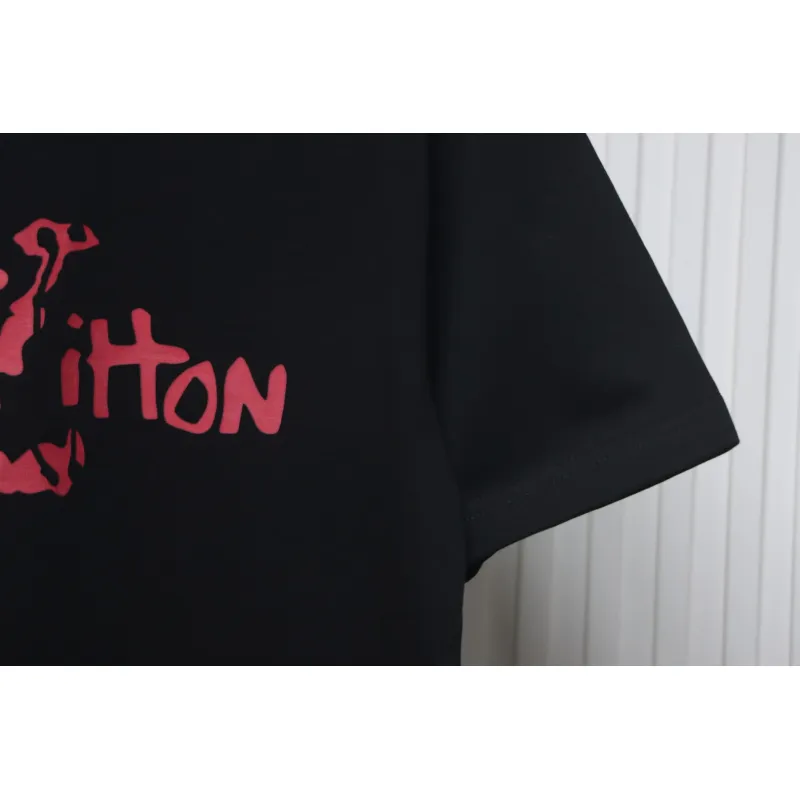 Louis Vuitton LV 25SS damaged letter short-sleeved T-shirt black