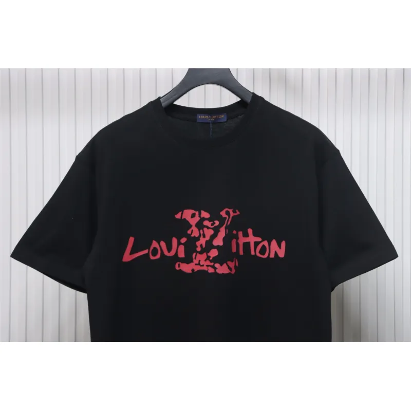 Louis Vuitton LV 25SS damaged letter short-sleeved T-shirt black