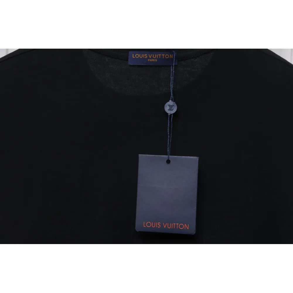 Louis Vuitton LV 25SS flocked logo short-sleeved T-shirt black
