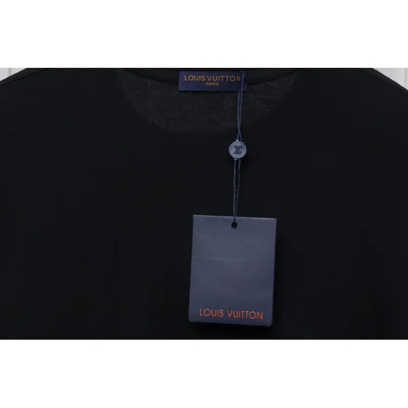 Louis Vuitton LV 25SS flocked logo short-sleeved T-shirt black