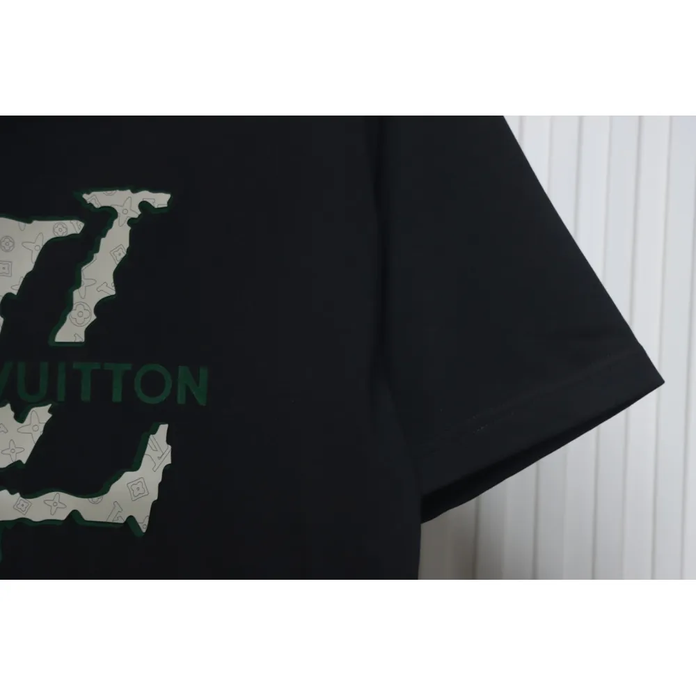 Louis Vuitton LV 25SS flocked logo short-sleeved T-shirt black