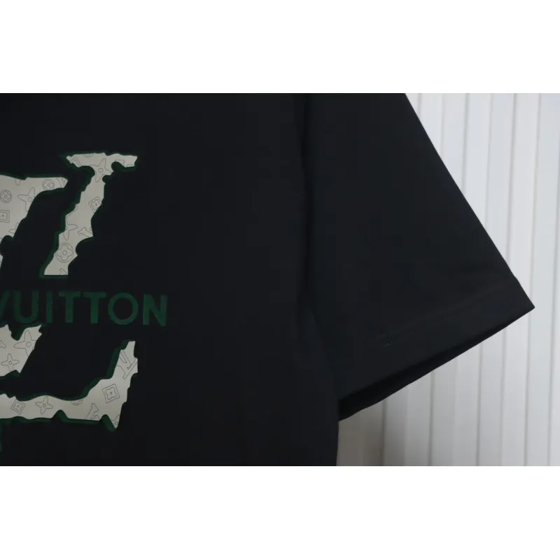 Louis Vuitton LV 25SS flocked logo short-sleeved T-shirt black