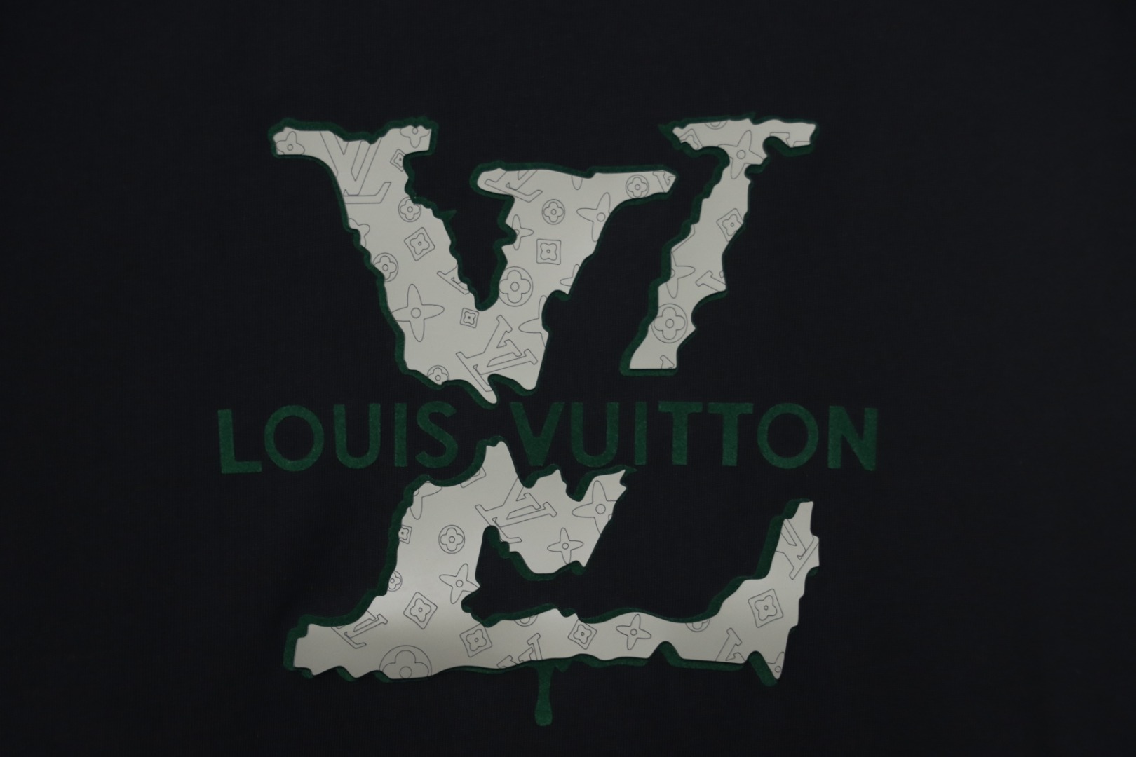 Louis Vuitton LV 25SS flocked logo short-sleeved T-shirt black