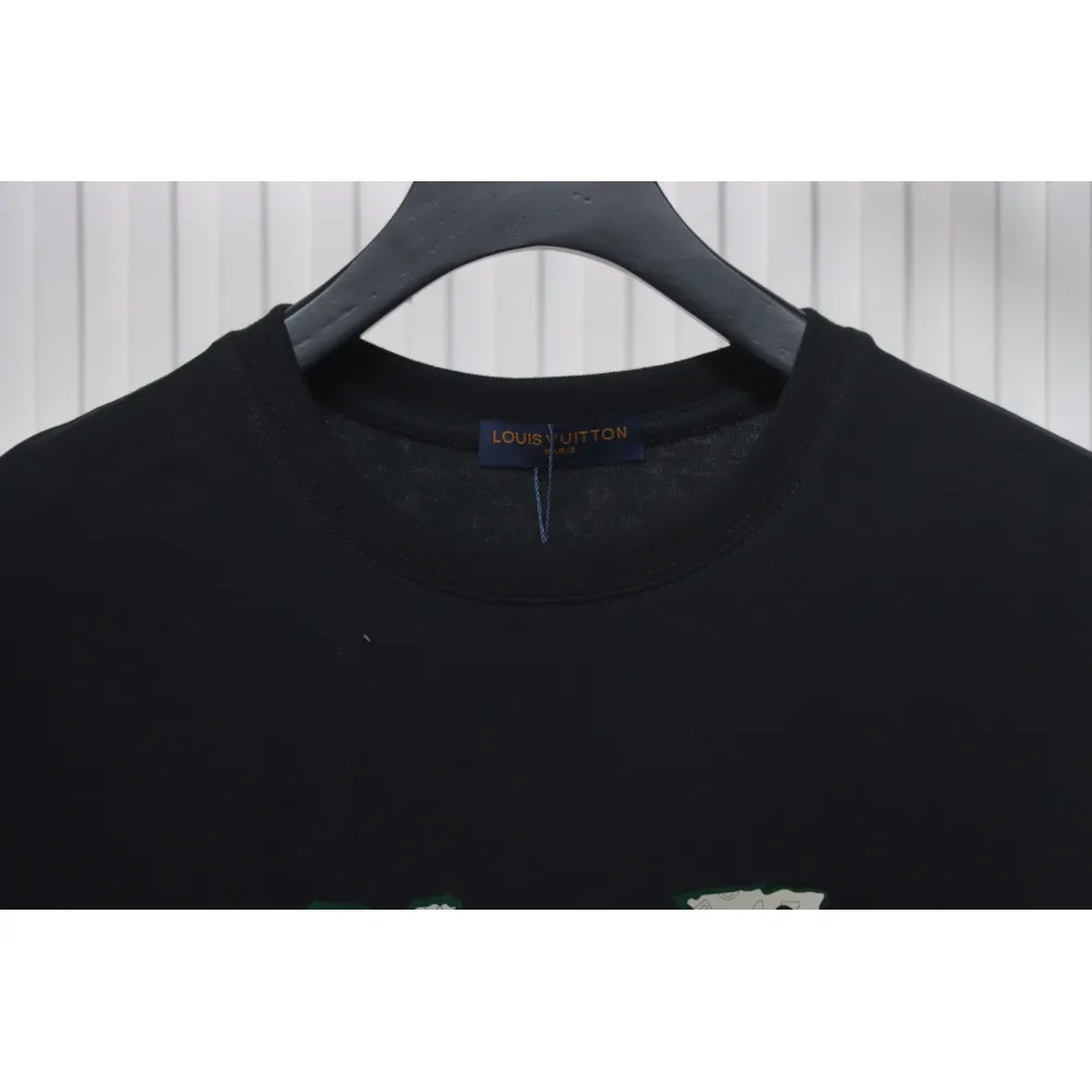 Louis Vuitton LV 25SS flocked logo short-sleeved T-shirt black