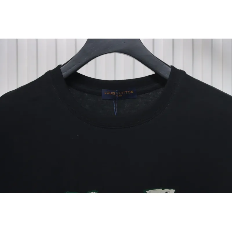 Louis Vuitton LV 25SS flocked logo short-sleeved T-shirt black