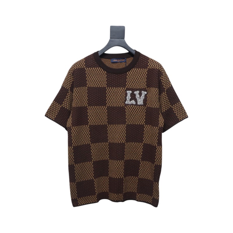 Louis Vuitton LV 25ss New Pharrell Chessboard Short Sleeve T-Shirt Brown