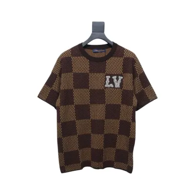 Louis Vuitton LV 25ss New Pharrell Chessboard Short Sleeve T-Shirt Brown 01