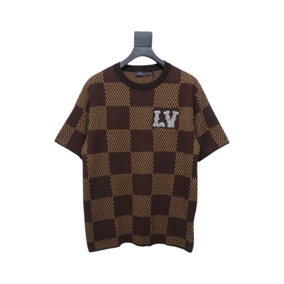 Louis Vuitton LV 25ss New Pharrell Chessboard Short Sleeve T-Shirt Brown 01