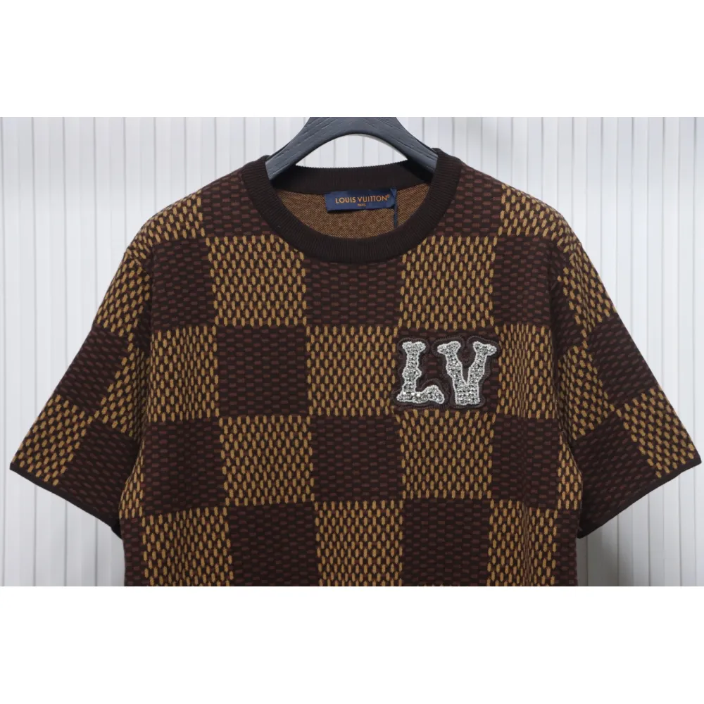 Louis Vuitton LV 25ss New Pharrell Chessboard Short Sleeve T-Shirt Brown
