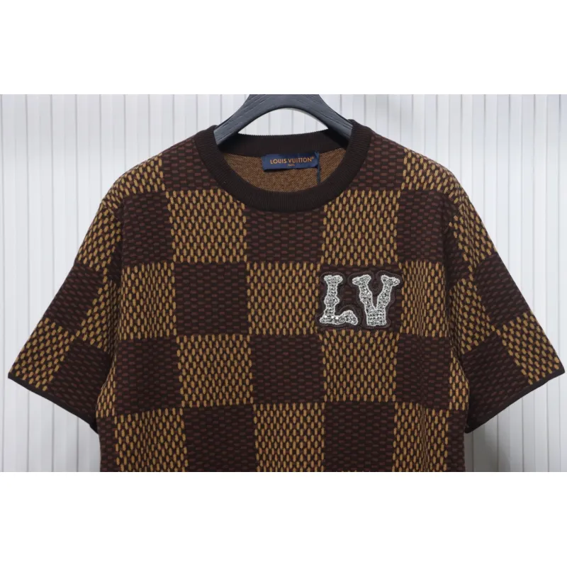 Louis Vuitton LV 25ss New Pharrell Chessboard Short Sleeve T-Shirt Brown