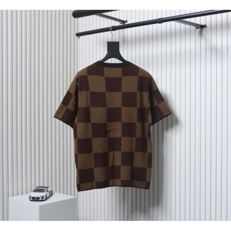 Louis Vuitton LV 25ss New Pharrell Chessboard Short Sleeve T-Shirt Brown