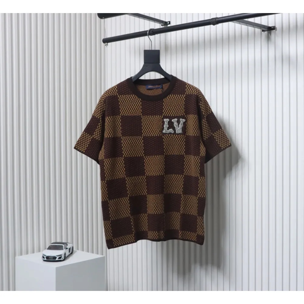 Louis Vuitton LV 25ss New Pharrell Chessboard Short Sleeve T-Shirt Brown