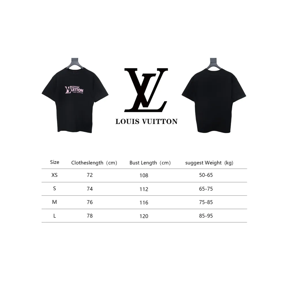 Louis Vuitton LV 25SS Pink Letters Short Sleeve T-Shirt black