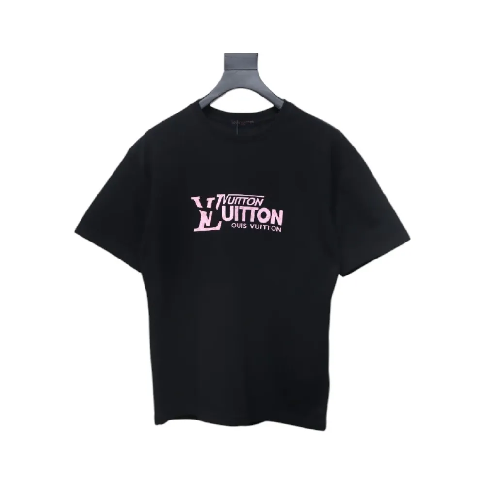 Louis Vuitton LV 25SS Pink Letters Short Sleeve T-Shirt black