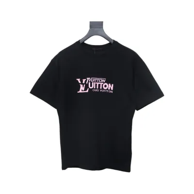 Louis Vuitton LV 25SS Pink Letters Short Sleeve T-Shirt black 01
