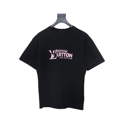 Louis Vuitton LV 25SS Pink Letters Short Sleeve T-Shirt black 01