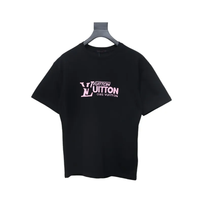 Louis Vuitton LV 25SS Pink Letters Short Sleeve T-Shirt black