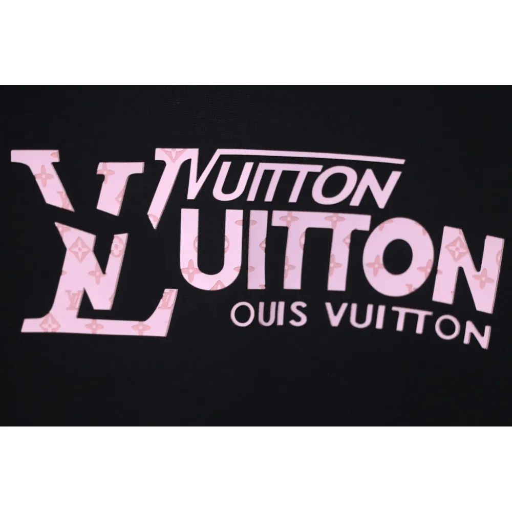 Louis Vuitton LV 25SS Pink Letters Short Sleeve T-Shirt black