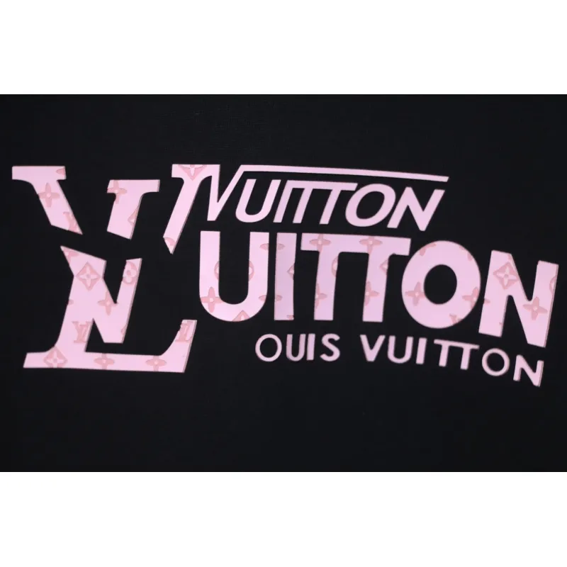 Louis Vuitton LV 25SS Pink Letters Short Sleeve T-Shirt black