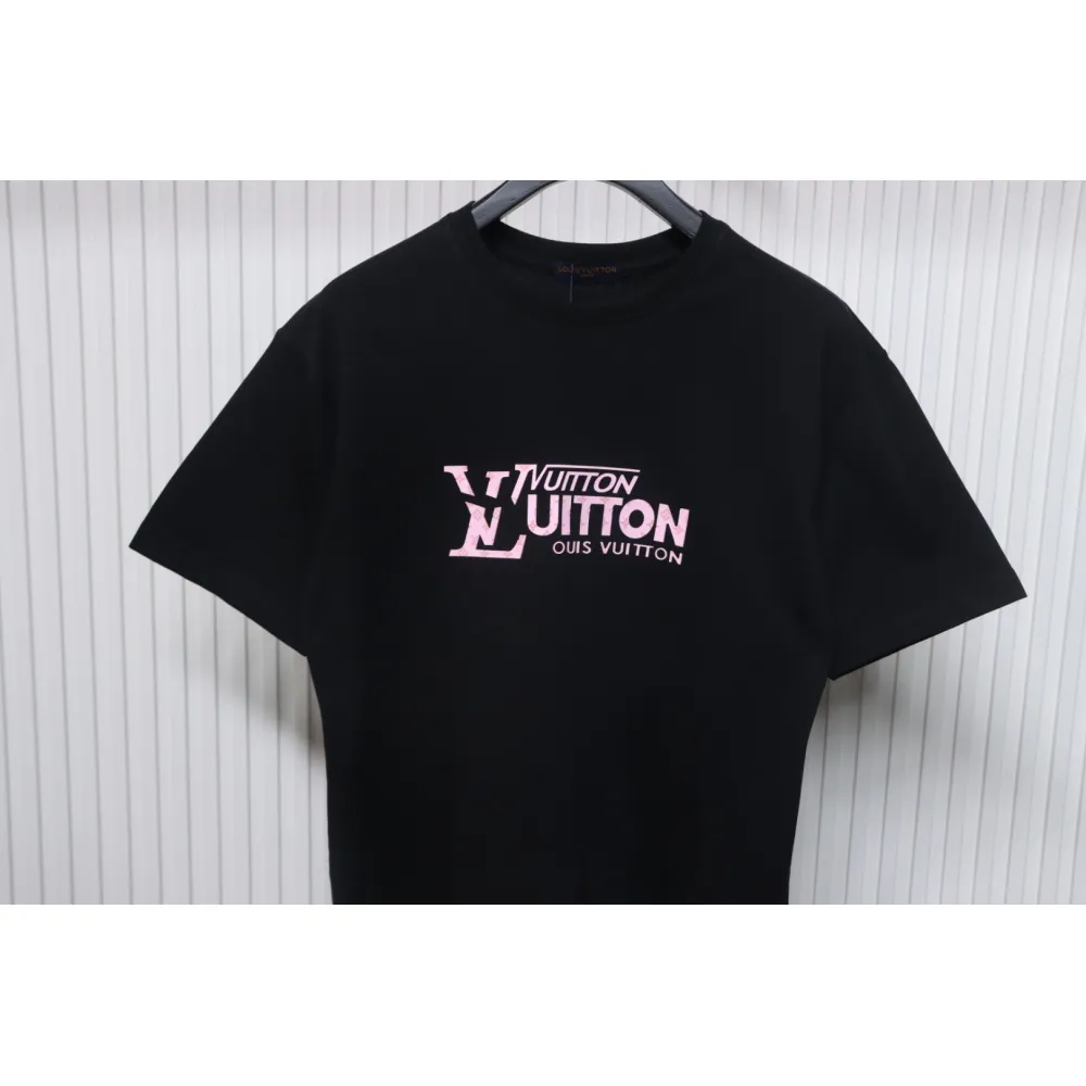 Louis Vuitton LV 25SS Pink Letters Short Sleeve T-Shirt black