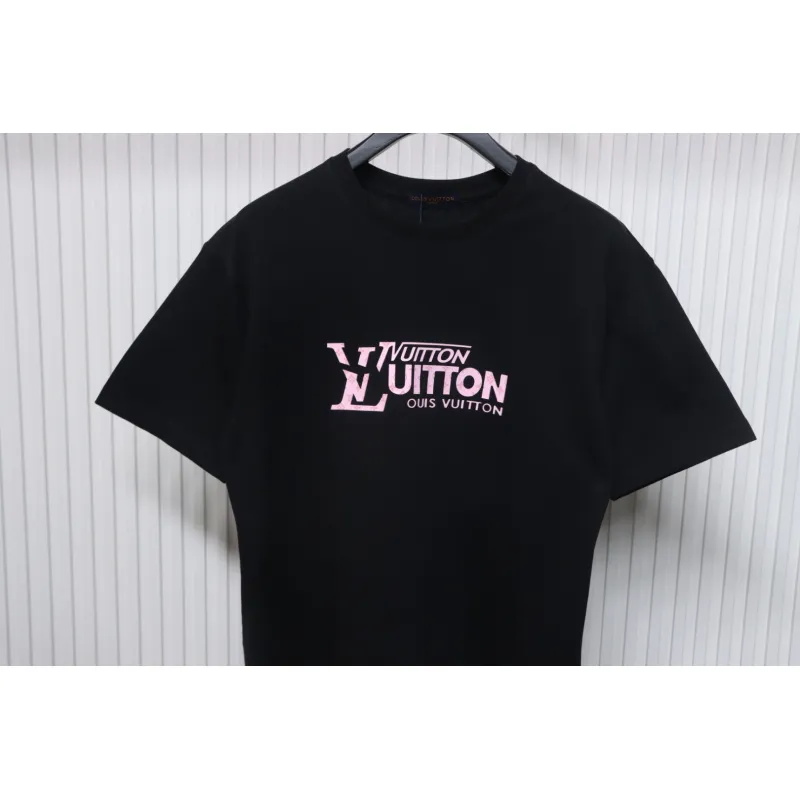 Louis Vuitton LV 25SS Pink Letters Short Sleeve T-Shirt black