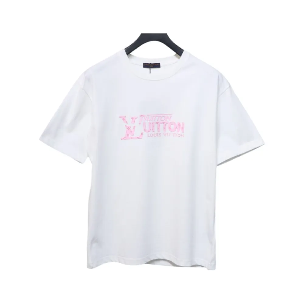 Louis Vuitton LV 25SS Pink Letters Short Sleeve T-Shirt White