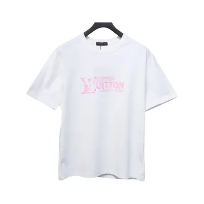 Louis Vuitton LV 25SS Pink Letters Short Sleeve T-Shirt White 01