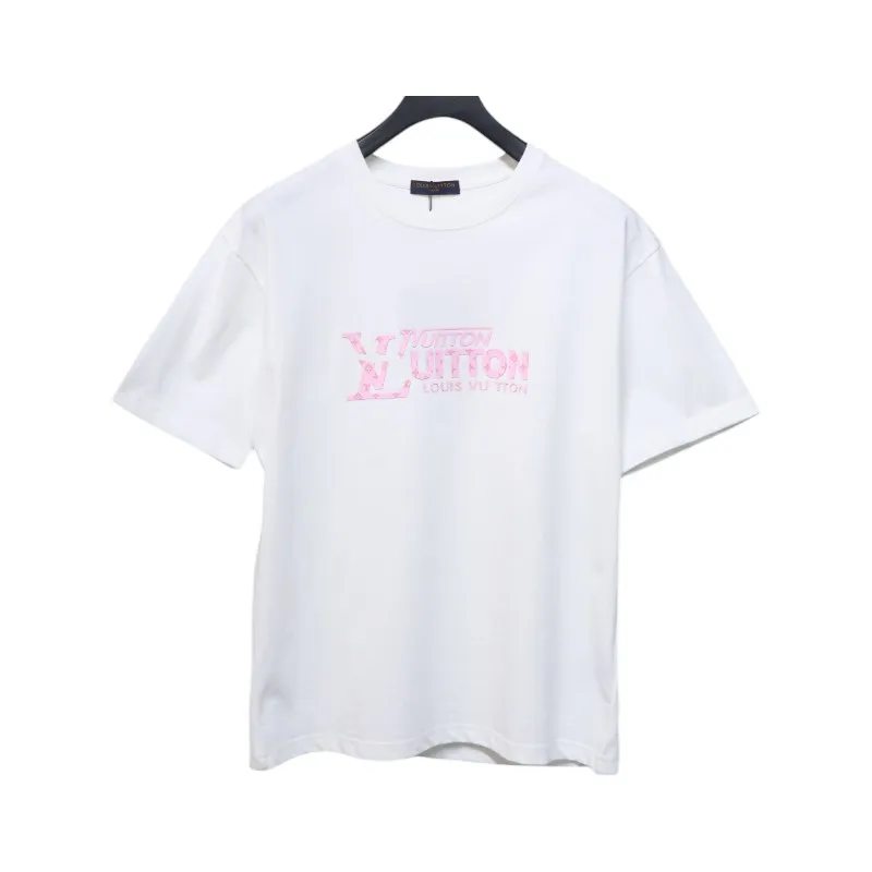 Louis Vuitton LV 25SS Pink Letters Short Sleeve T-Shirt White