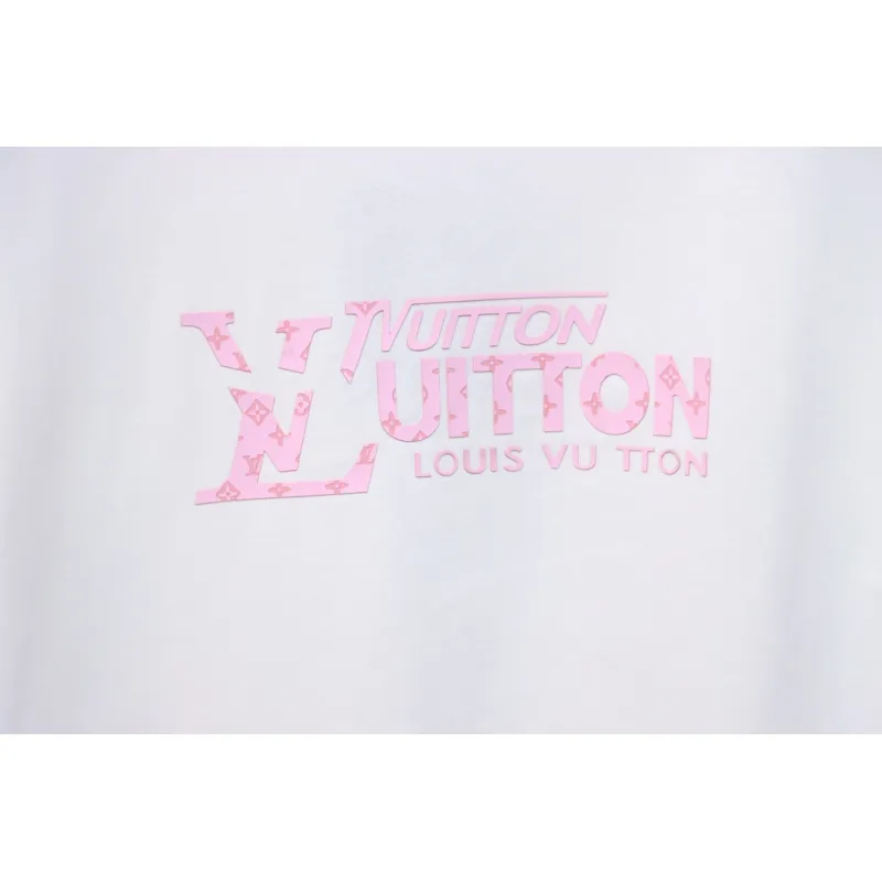 Louis Vuitton LV 25SS Pink Letters Short Sleeve T-Shirt White