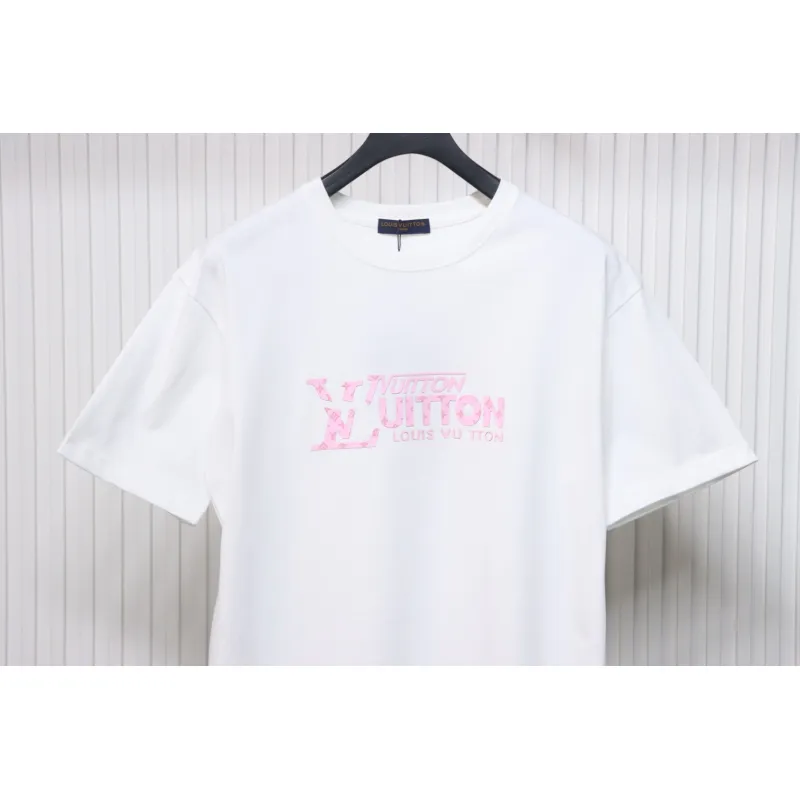 Louis Vuitton LV 25SS Pink Letters Short Sleeve T-Shirt White