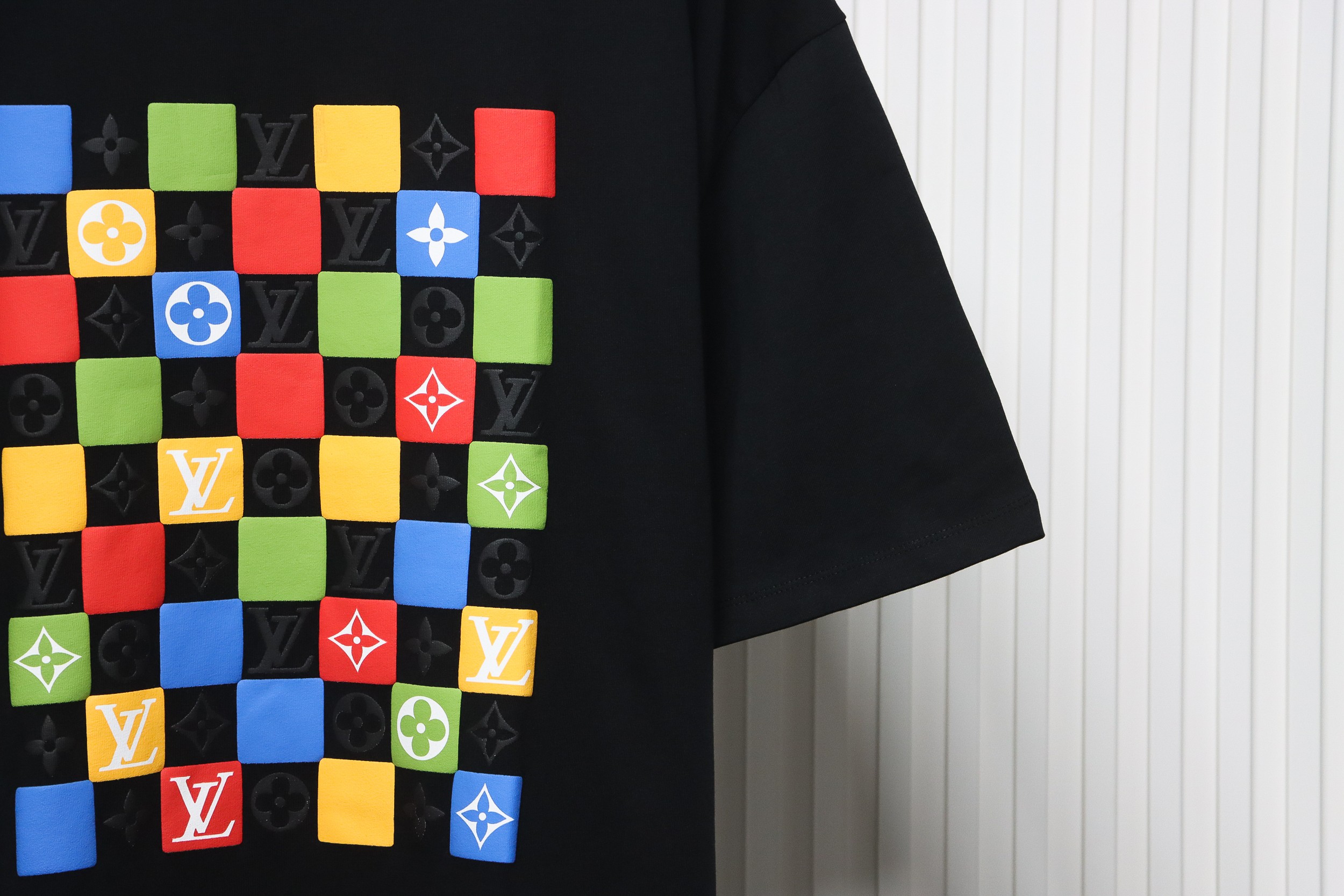 Louis Vuitton LV Checkerboard Color Short Sleeve T-Shirt black