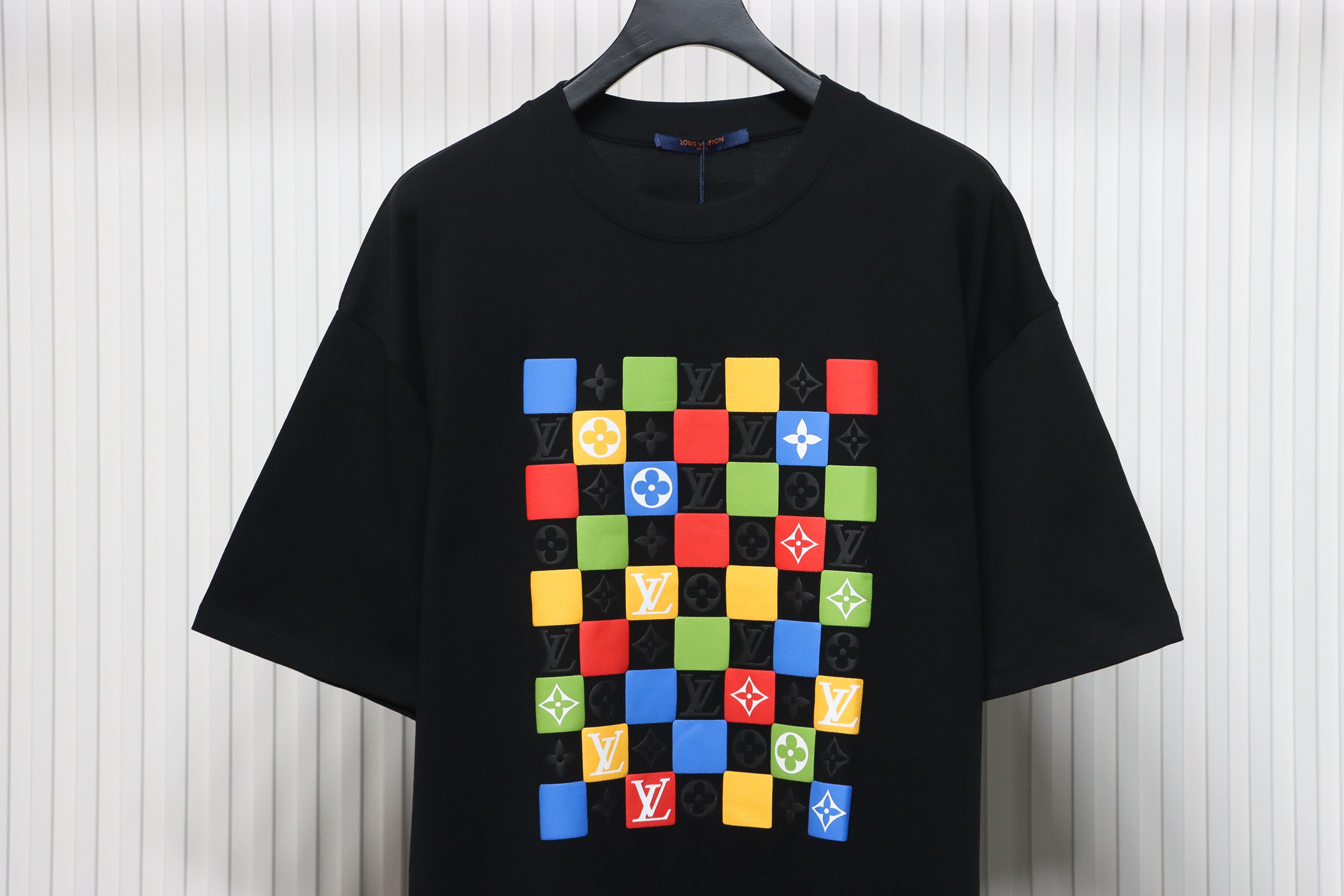 Louis Vuitton LV Checkerboard Color Short Sleeve T-Shirt black
