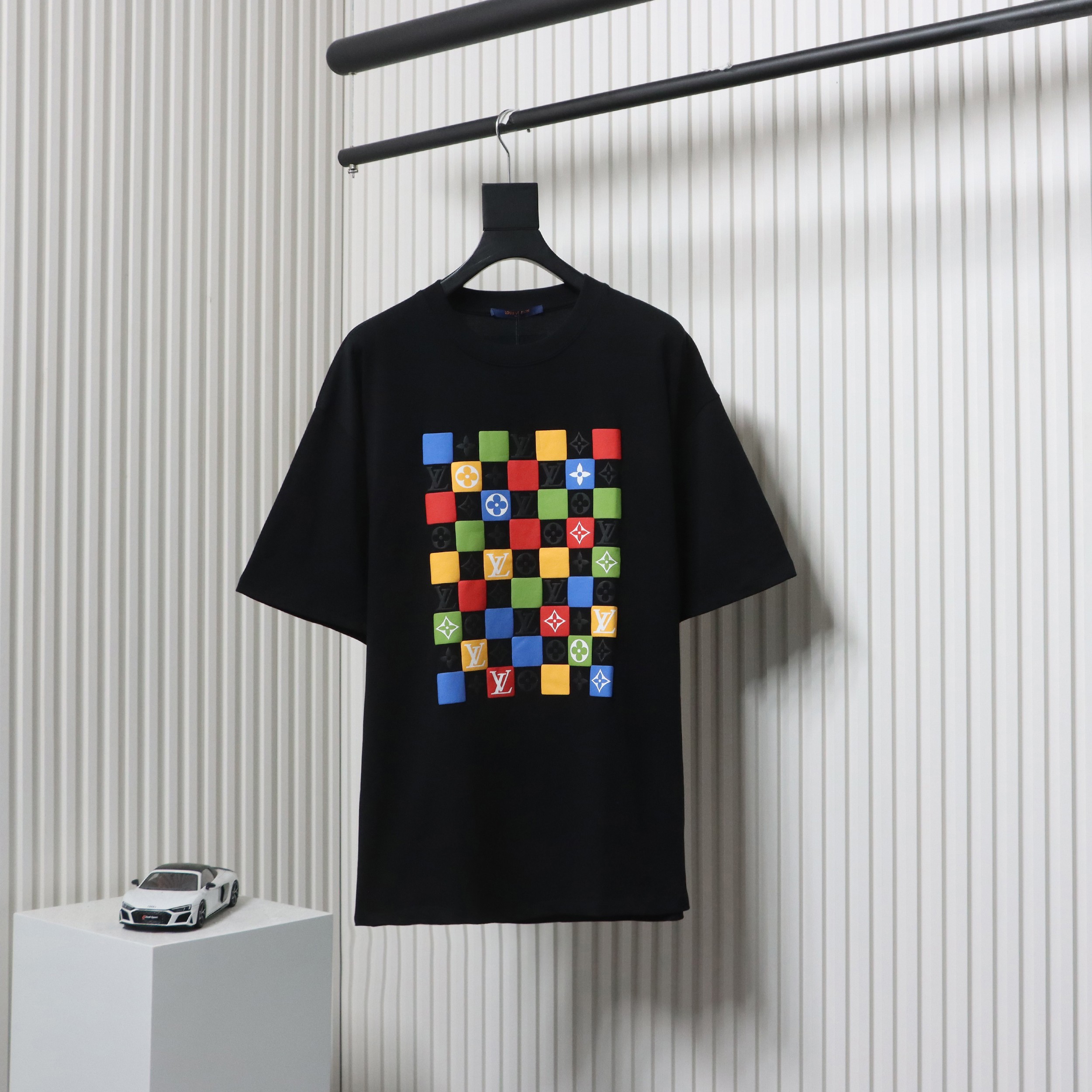 Louis Vuitton LV Checkerboard Color Short Sleeve T-Shirt black