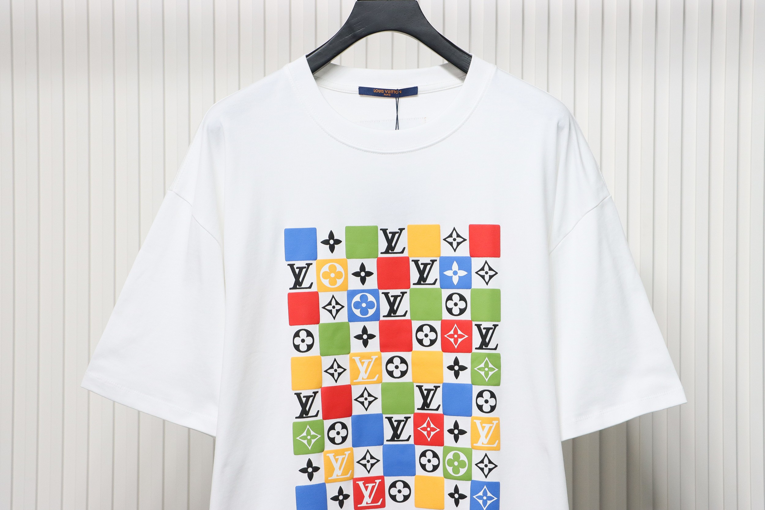 Louis Vuitton LV Checkerboard Color Short Sleeve T-Shirt White