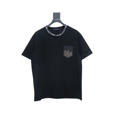 Louis Vuitton LV Embroidered Logo Short Sleeve T-Shirt black 01