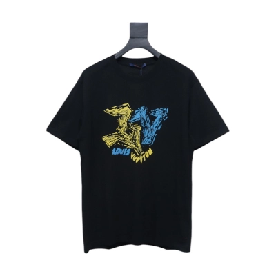 Louis Vuitton LV Letter Print Short Sleeve T-Shirt black 01