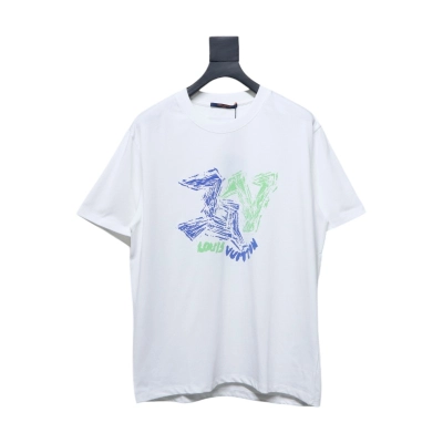 Louis Vuitton LV Letter Print Short Sleeve T-Shirt White 01