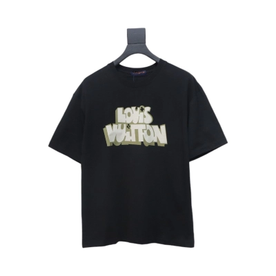 Louis Vuitton LV shadow letter short-sleeved T-shirt black 01