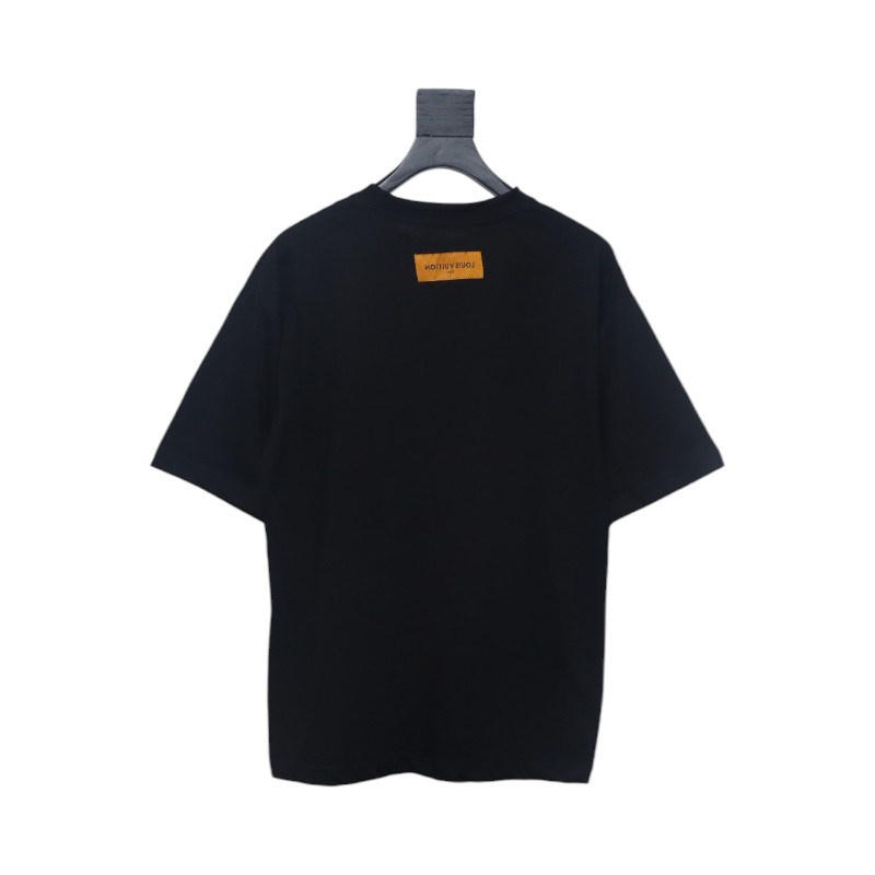 Louis Vuitton New Embroidered Patch Cotton Piqué T-Shirt Black