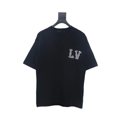 Louis Vuitton New Embroidered Patch Cotton Piqué T-Shirt Black 01